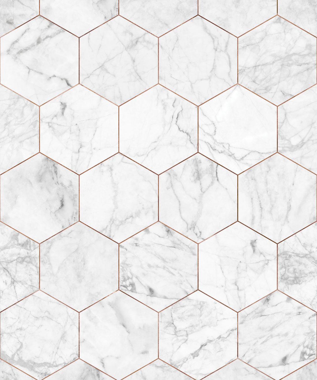Marble & Copper Tiles Wallpaper • Kemra • Swatch