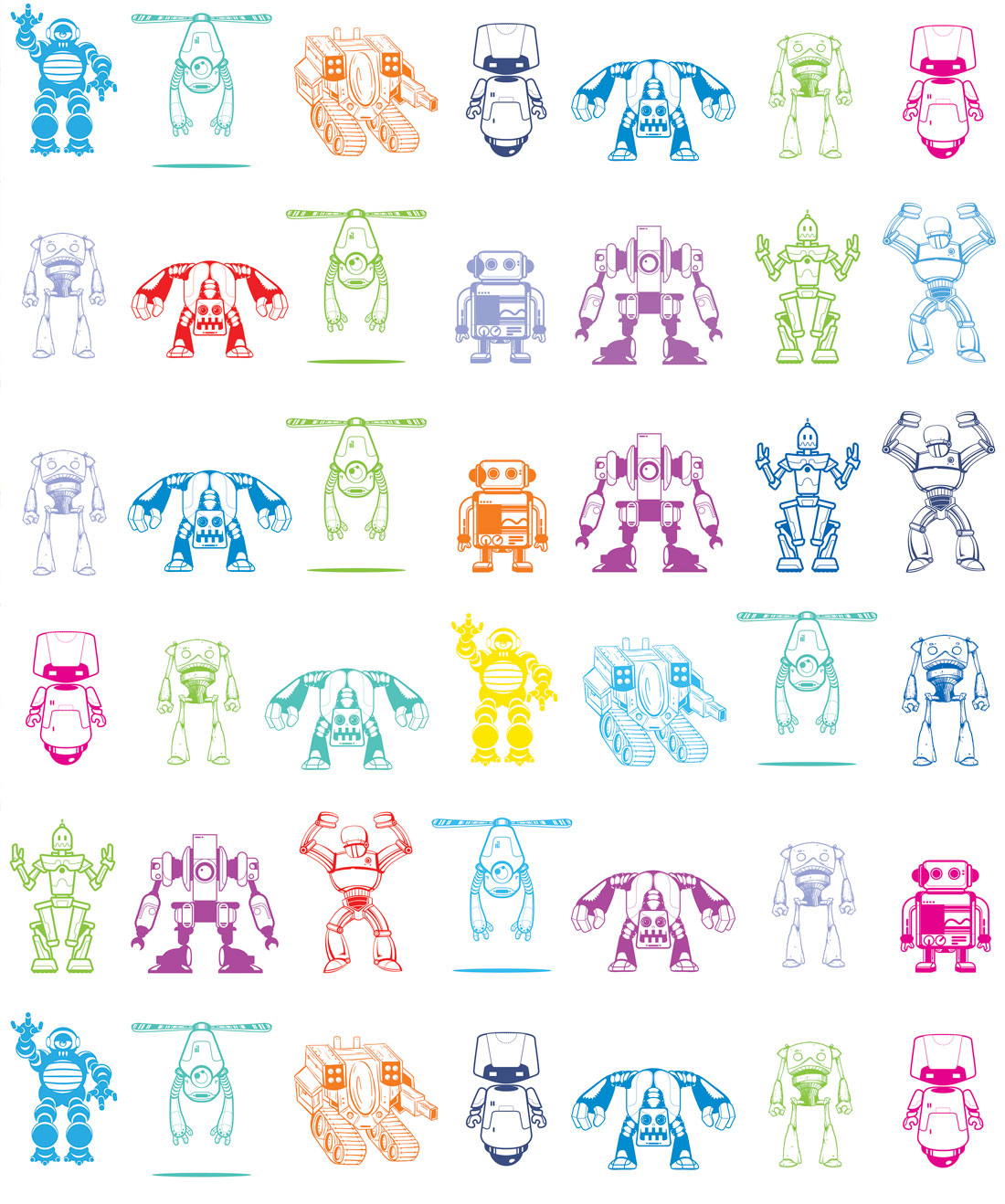 Robots Wallpaper • Muffin & Mani • Swatch