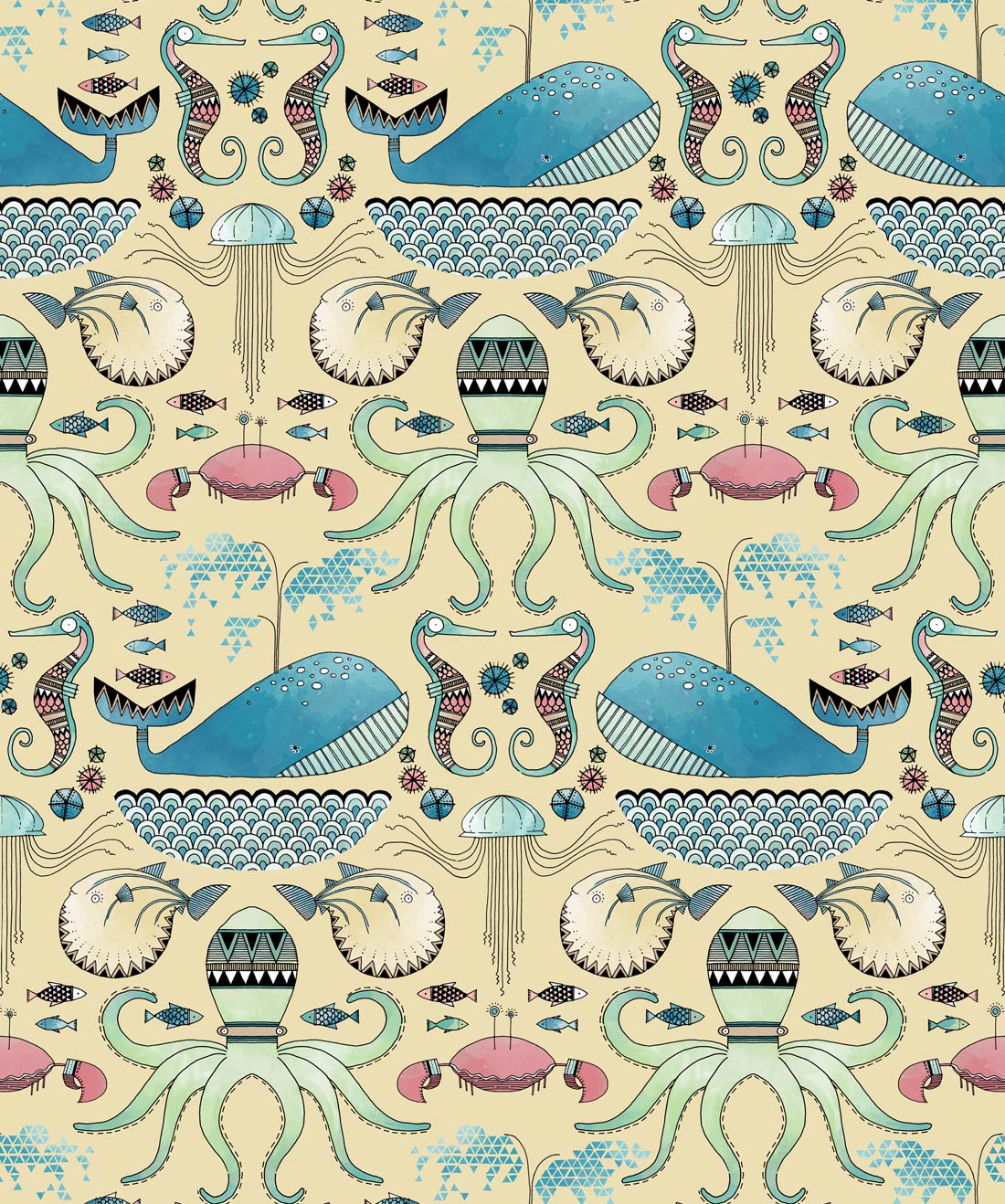 Under The Sea Wallpaper • Wallpaper Republic • Yellow • Swatch