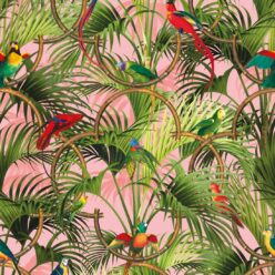 Copacabana Wallpaper • Tropical Bird Wallpaper • Night • Swatch