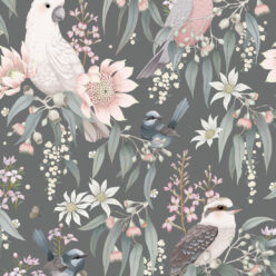 Bush Melody Wallpaper • Children's Wallpaper • Gum Gray • Swatch