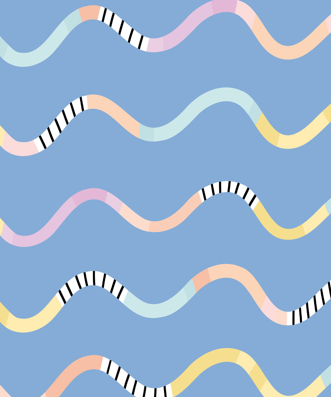 Happy Waves Wallpaper • Brook Gossen • Blue • Swatch