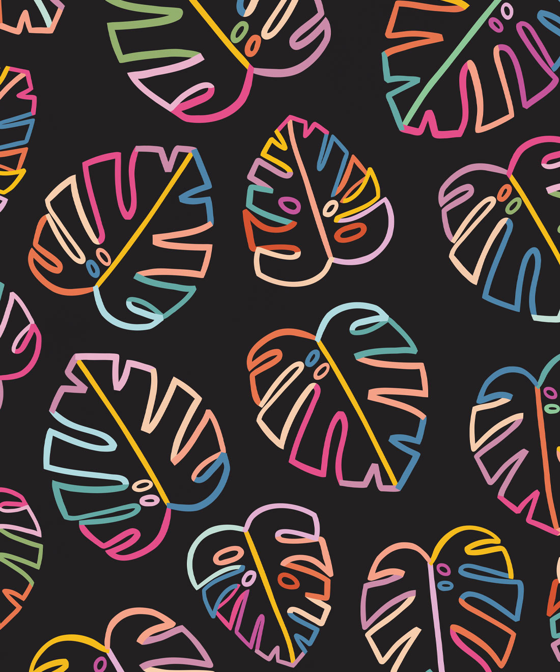 Monstera Love Wallpaper • Brook Gossen • Black • Swatch