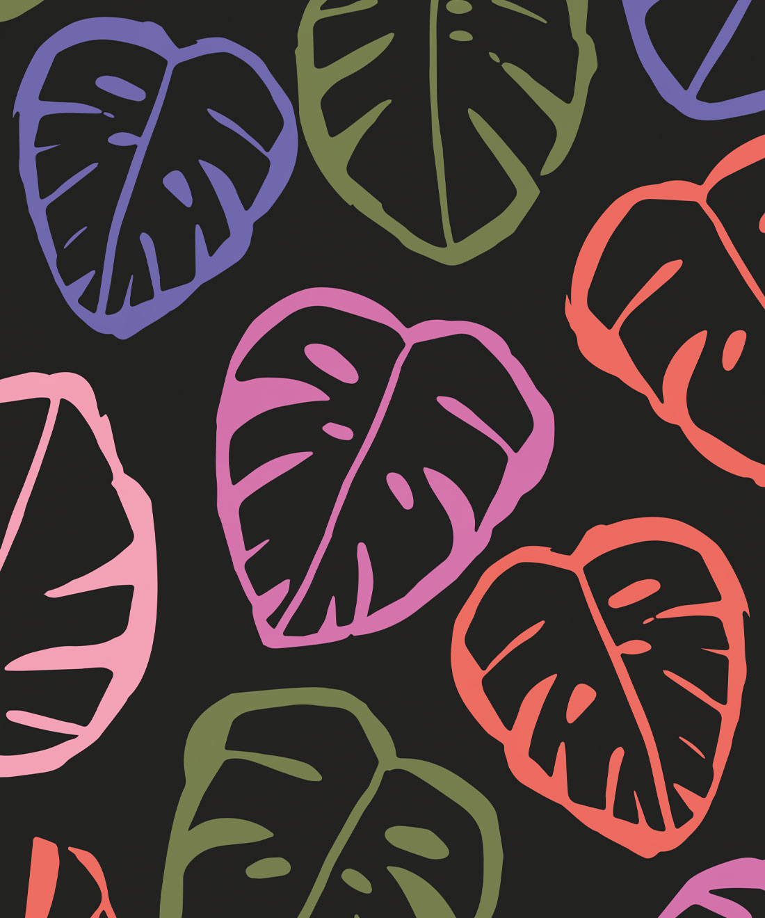 Neon Monstera Love Mural • Brook Gossen • Black • Swatch