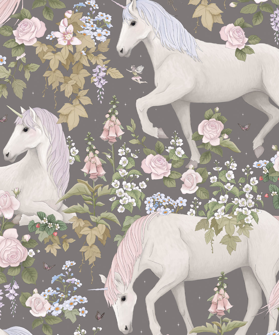Field of Dreams Wallpaper • Fleur Harris • Starlight Gray • Swatch