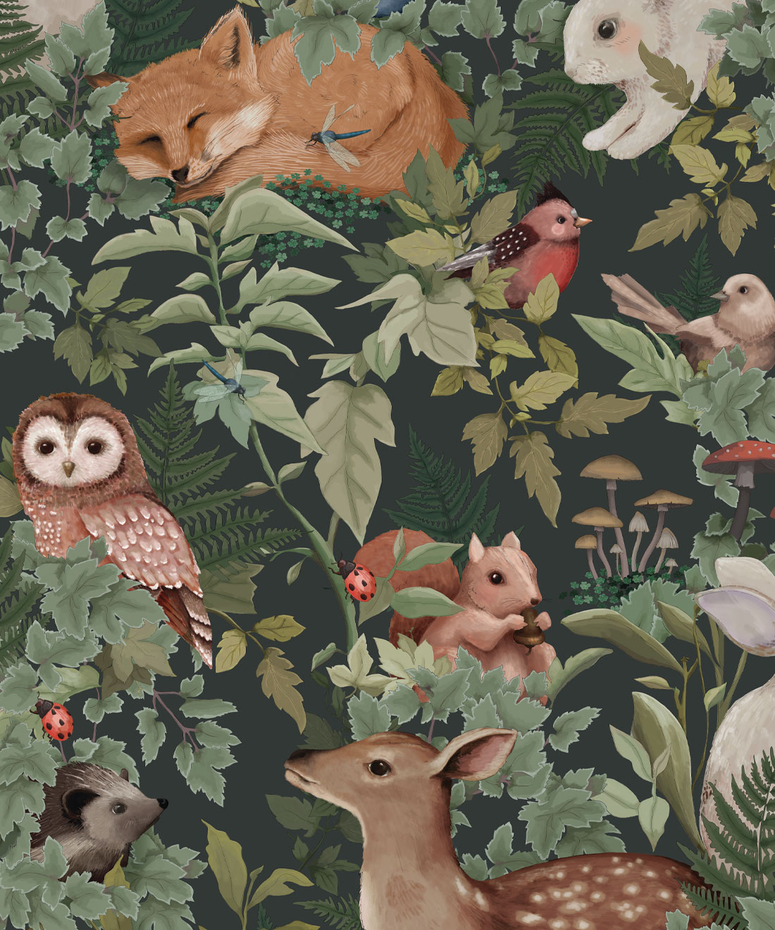 In The Woods Wallpaper • Fleur Harris • Forest • Swatch