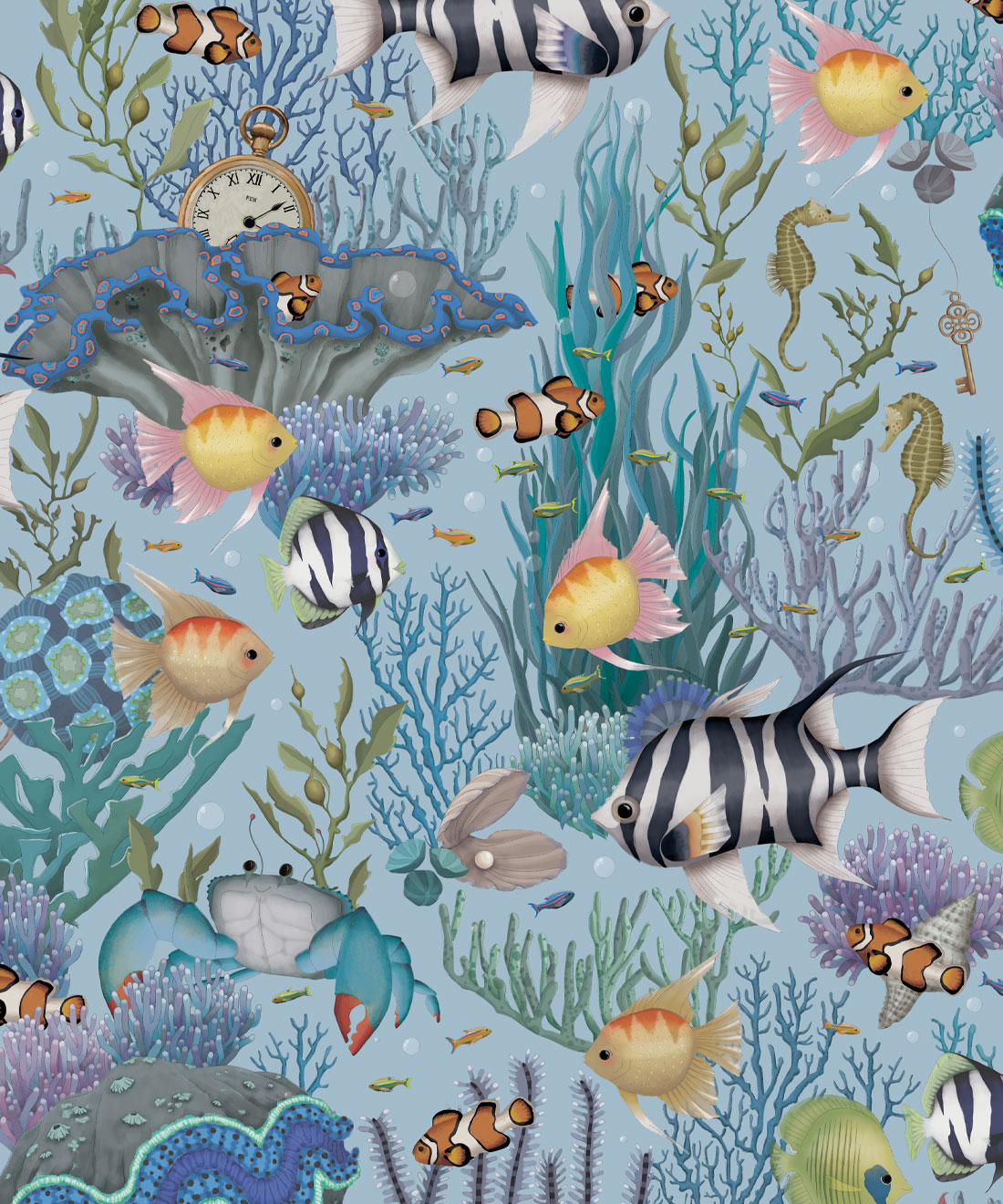 Treasure Reef Wallpaper • Fleur Harris • Island Blue • Swatch