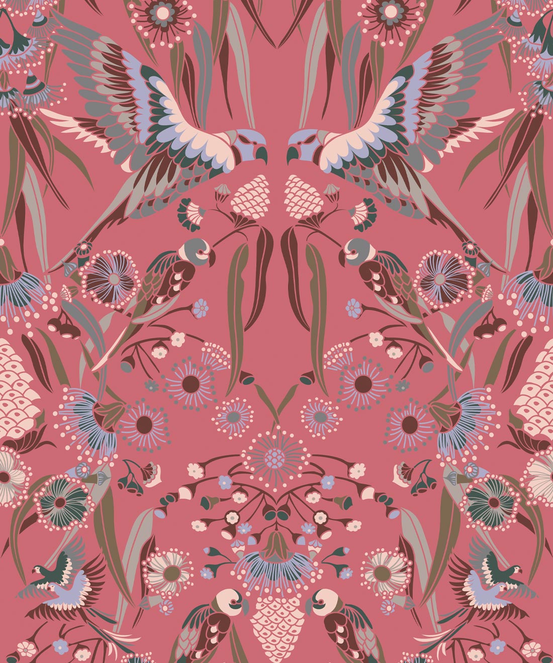 Gumnut Paradise Wallpaper • House of Heras • Cherry • Swatch