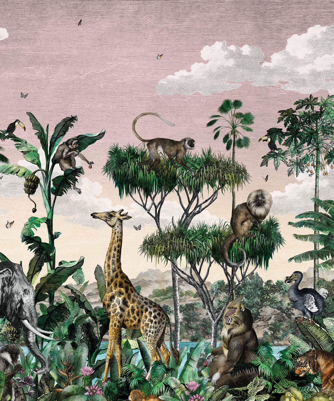 Etched Safari Mural • Kingdom Home • Pink Sky • Swatch