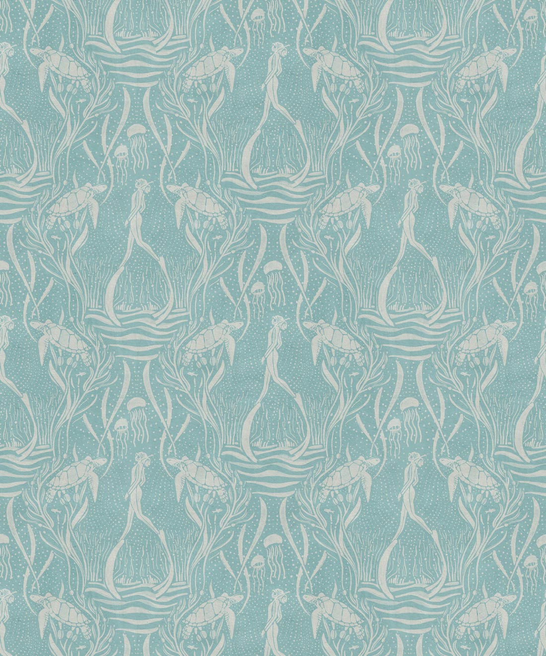 Deep Sea Wallpaper • Katie O'Shea • Vintage Blue • Swatch