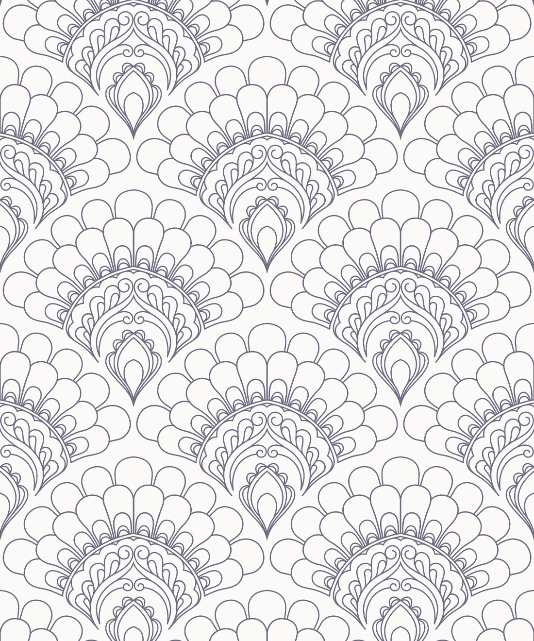 Retro Peacock Wallpaper • Eloise Short • Grey • Swatch