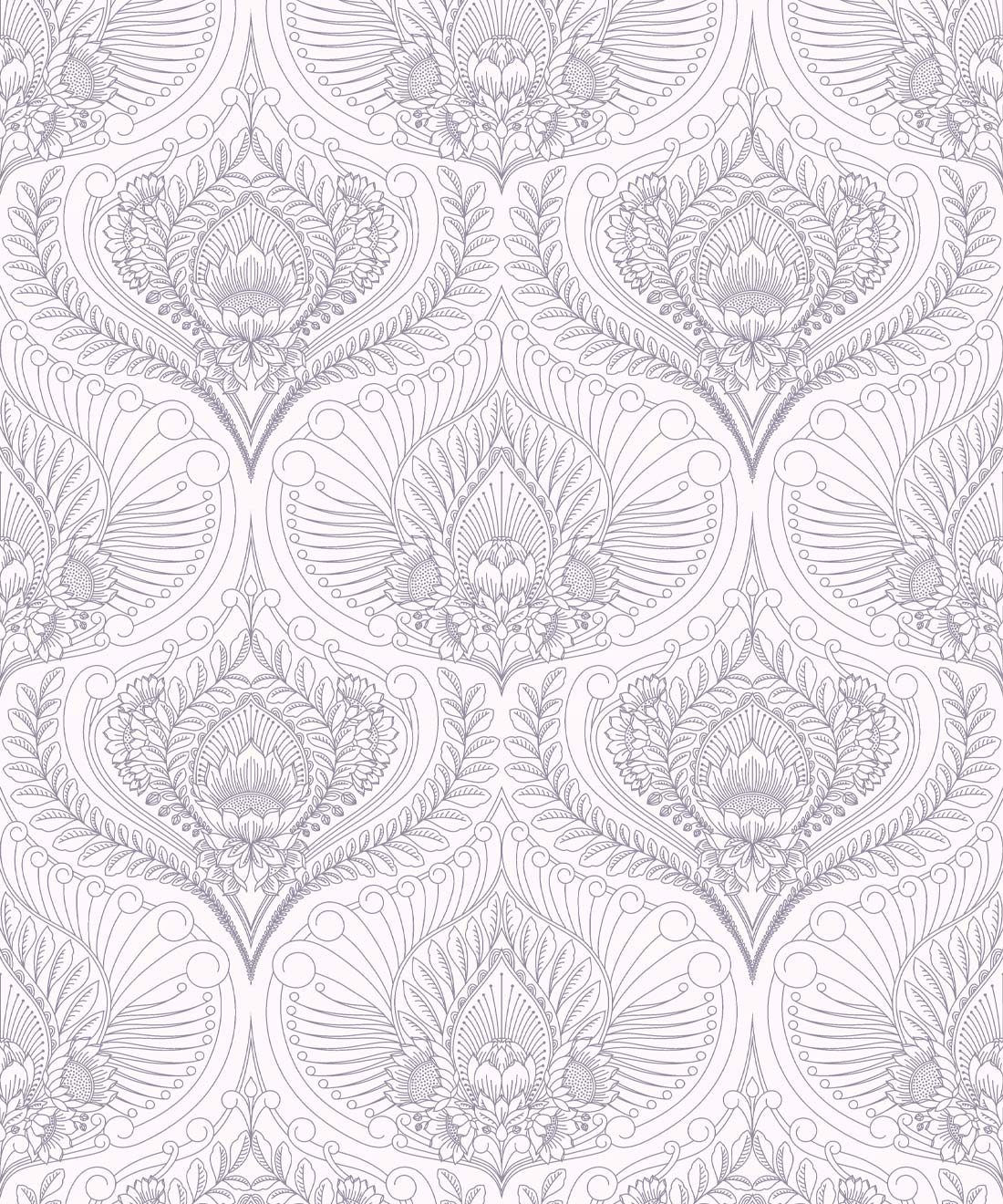 Baroque Fusion Wallpaper • Eloise Short • Grey Reverse • Swatch
