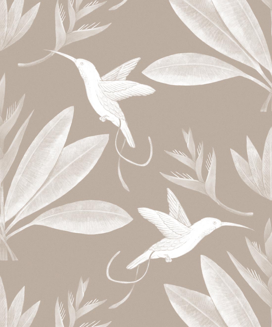 Hummingbirds & Heliconias Wallpaper • Wallpaper Republic • Sand • Swatch