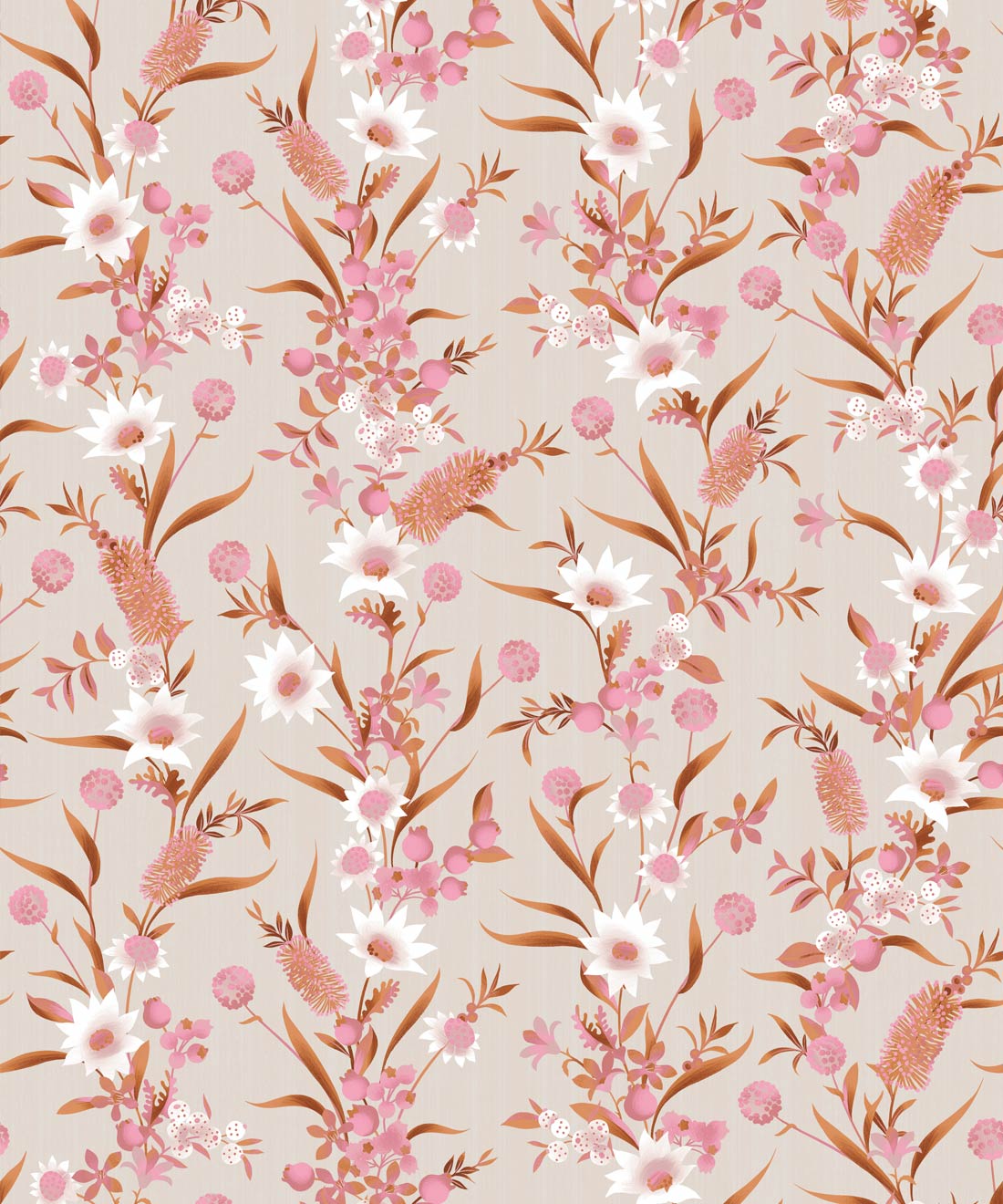 Bottlebrush Wallpaper • Eloise Short • Pink Neutral • Swatch
