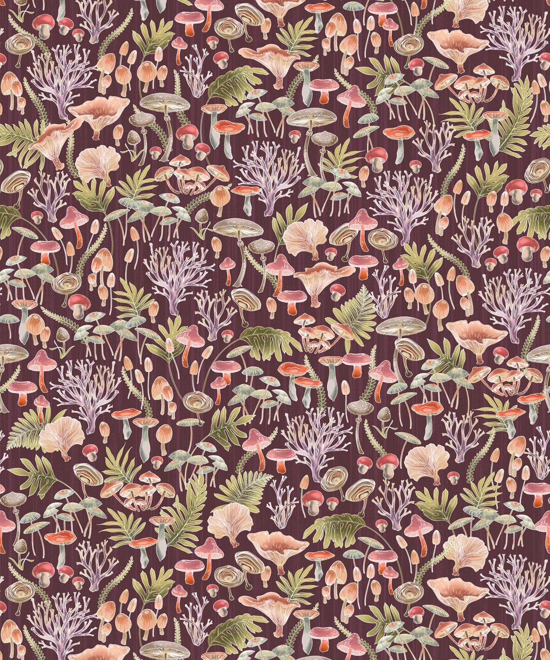 Fungi Wallpaper • Eloise Short • Wine • Swatch