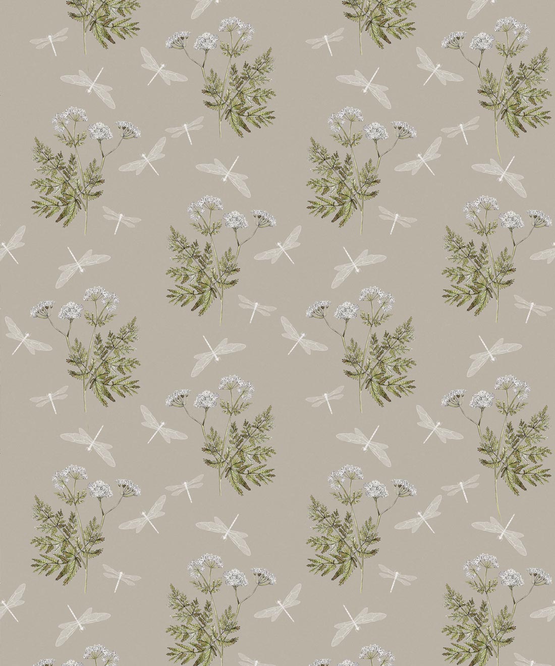 Dancing Mayfly Wallpaper • Hackney & Co • Stone • Swatch