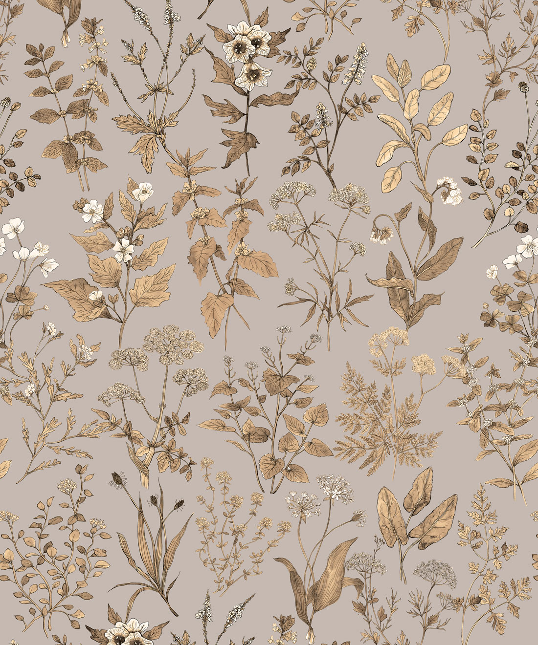 Herbarium Antique Wallpaper • Wallpaper Republic • Stone Grey • Swatch