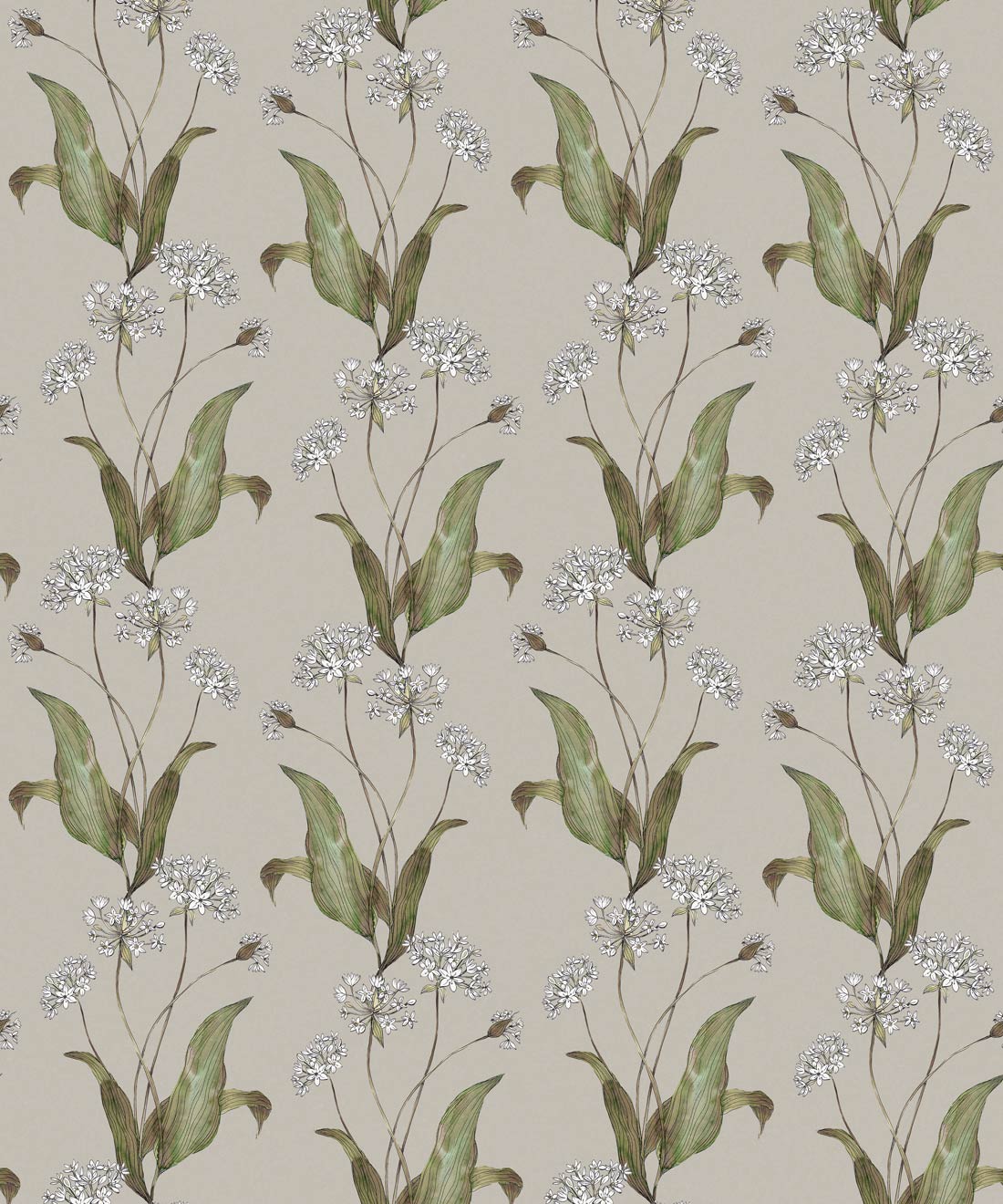 Wild Garlic Wallpaper • Hackney & Co • French Grey • Swatch