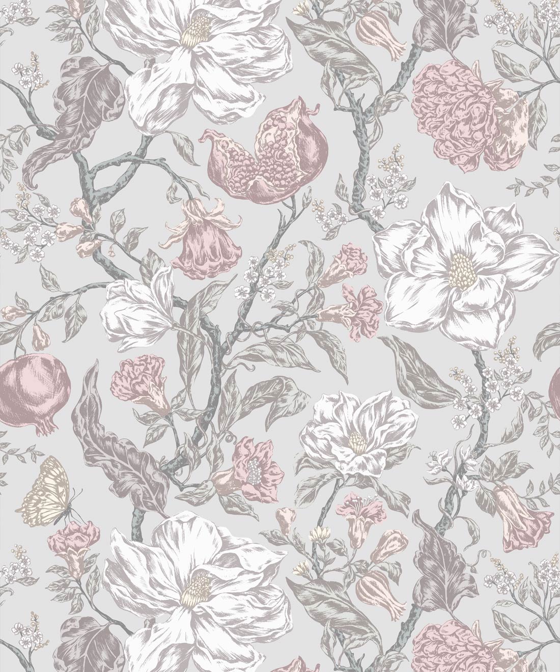 Magnolia Garden Wallpaper • Iryna Ruggeri • Grey • Swatch