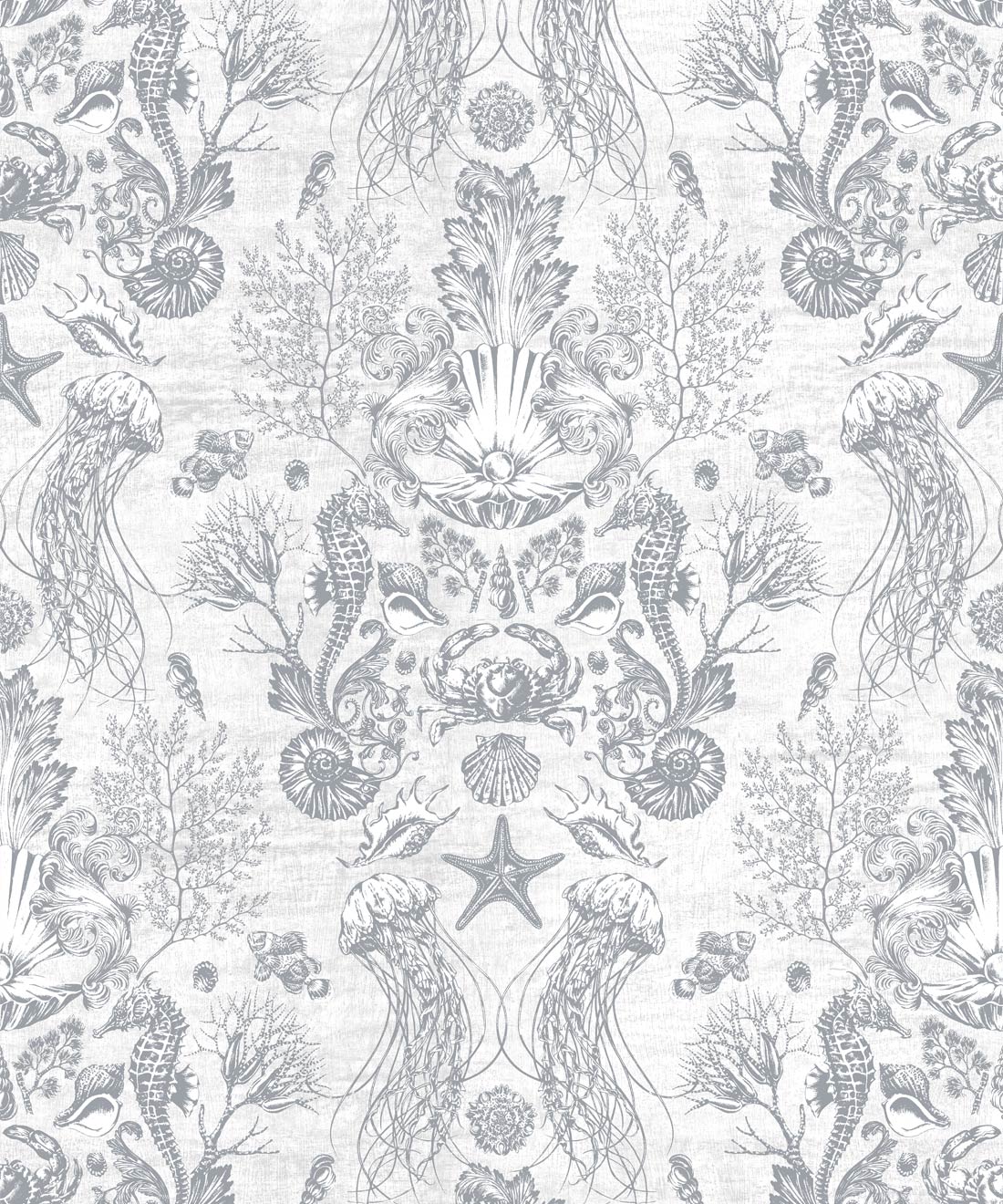 Oceania Damask Wallpaper • Wallpaper Republic • Silver • Swatch