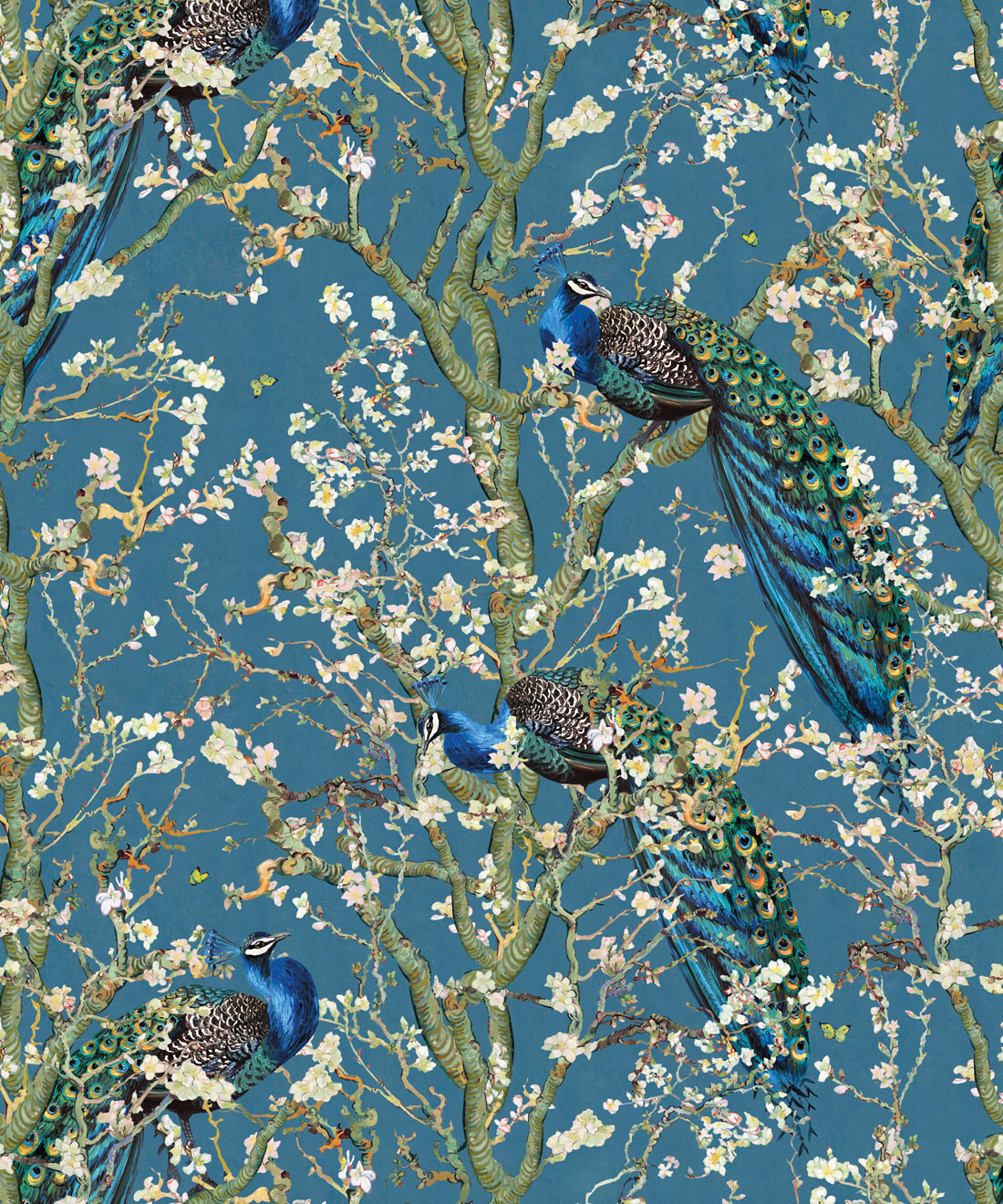 Almond Blossom Wallpaper • Kingdom Home • Royal Blue • Swatch