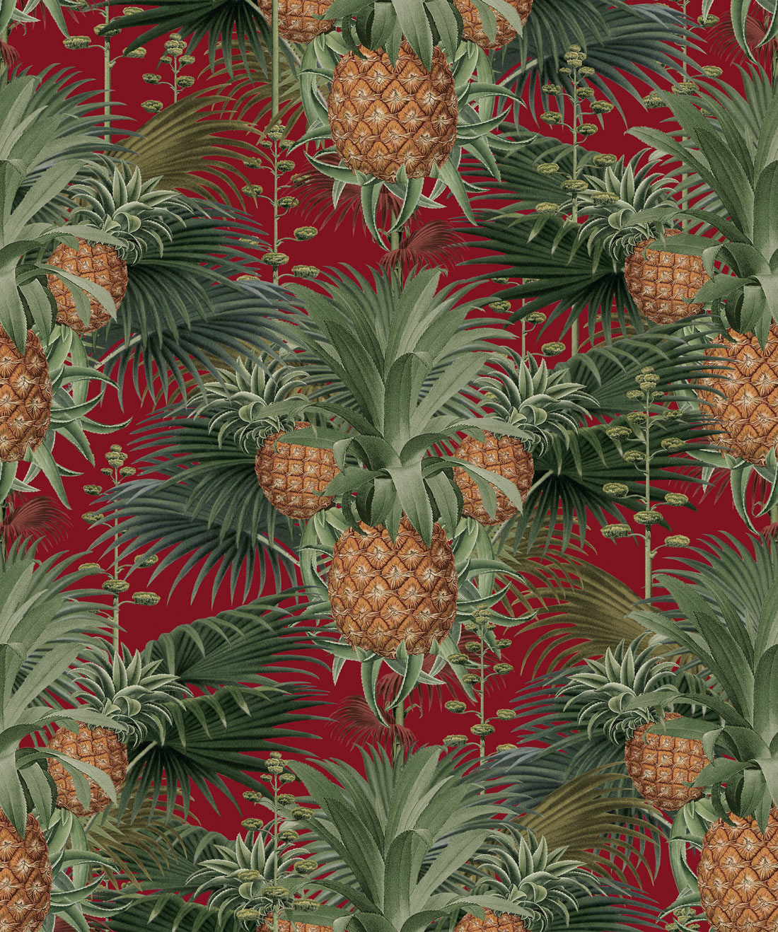 Pineapple Harvest Wallpaper • Kingdom Home • Red Tide • Swatch