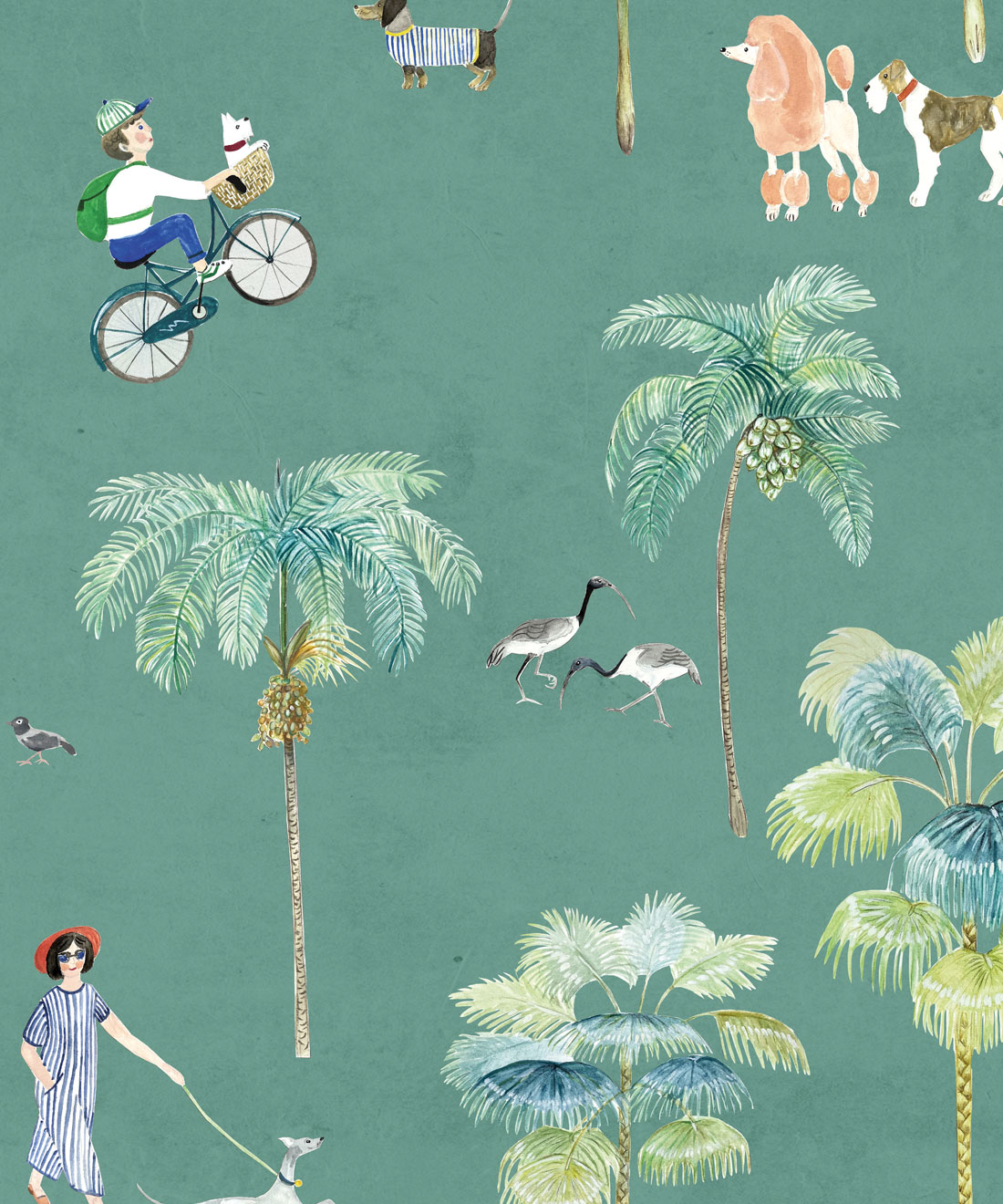 At The Dog Park Wallpaper • Bethany Linz • Turquoise • Swatch