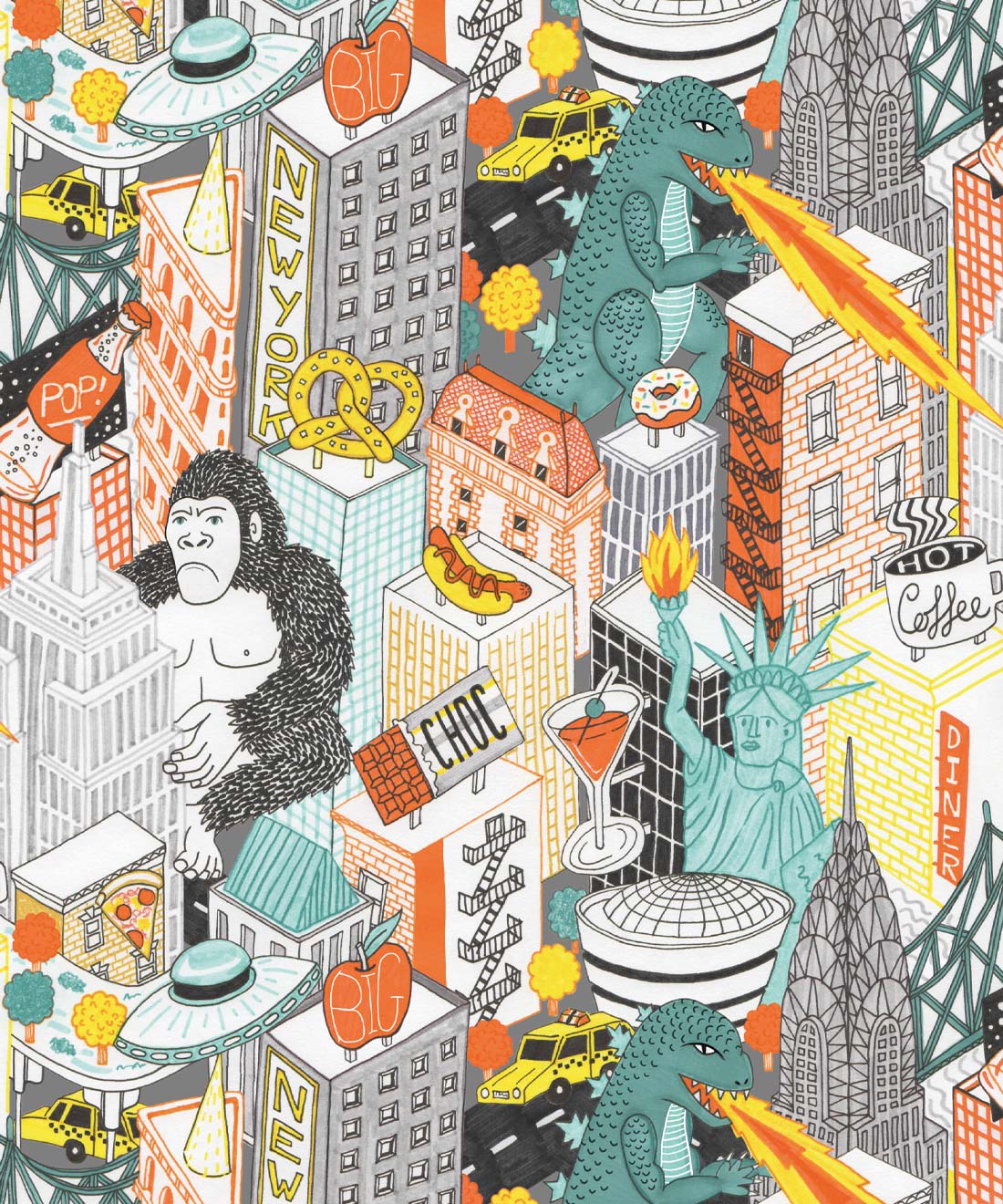 New York City Wallpaper • Jacqueline Colley • Grey • Swatch