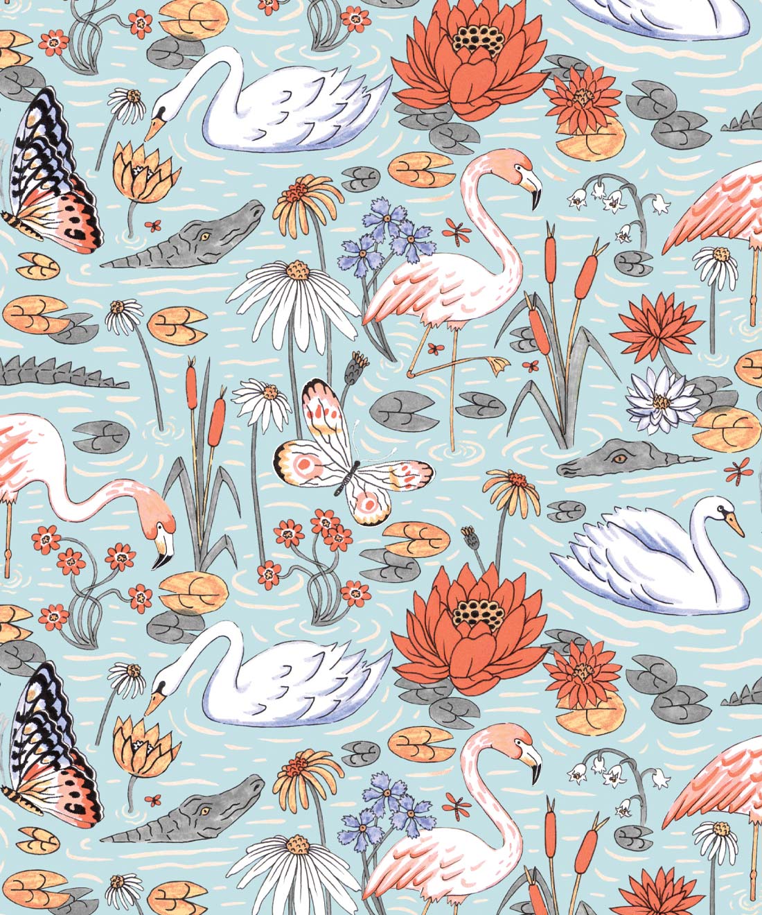 Pond Pattern Wallpaper • Jacqueline Colley • Light • Swatch