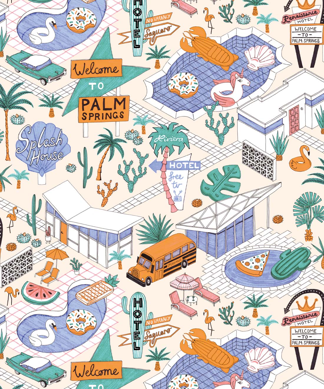 Pool Party Wallpaper • Jacqueline Colley • Neutral • Swatch