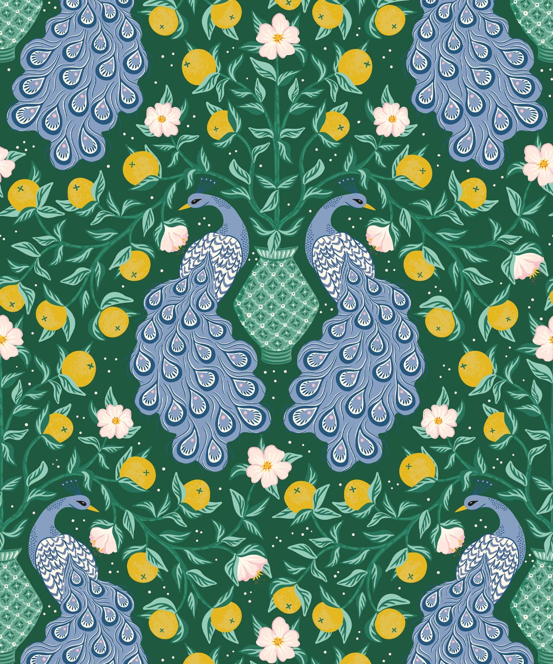 Peacock Wallpaper • Bespoke Letterpress • Forest Green • Swatch