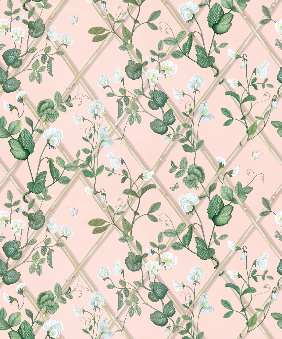 Petite Climbing Sweet Pea Wallpaper • Maine House Interiors • Pink • Swatch