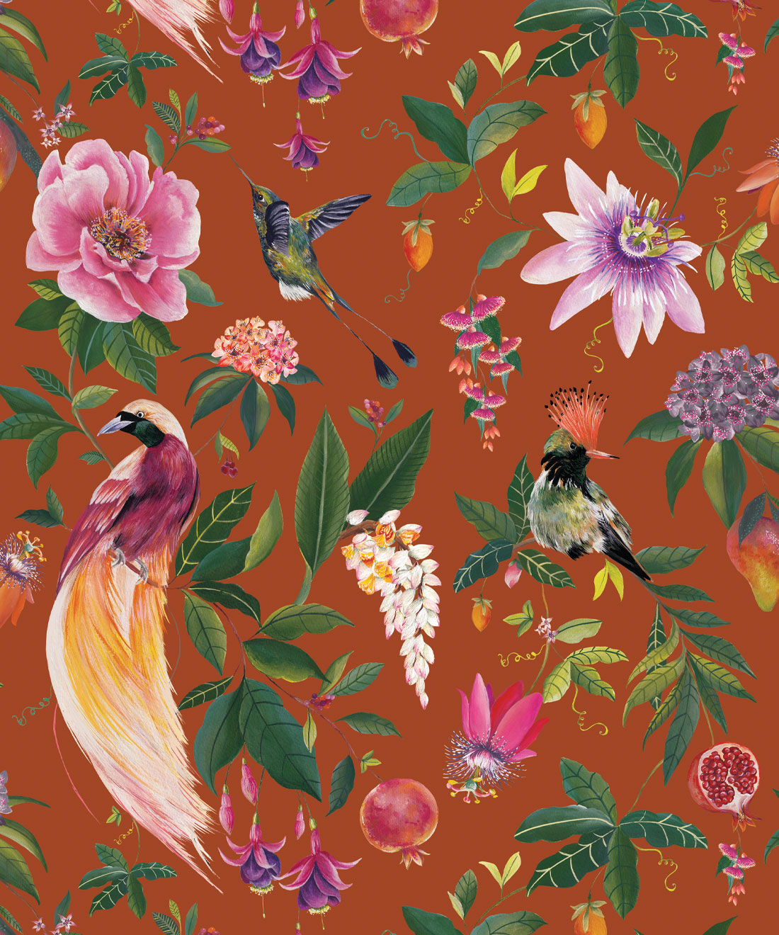 Gardenia Wallpaper • Milton & King Studio • Mandarin • Swatch