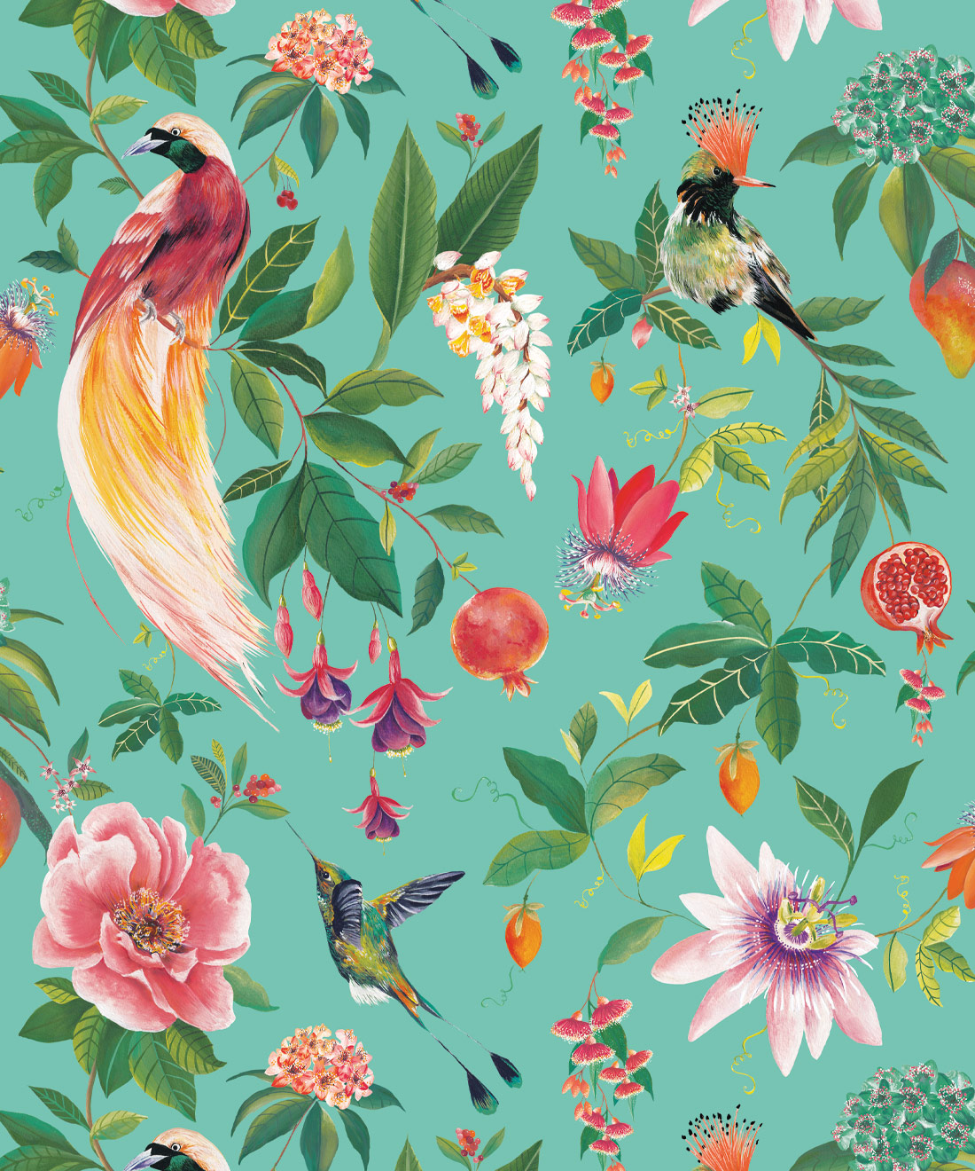 Gardenia Wallpaper • Milton & King Studio • Aqua • Swatch