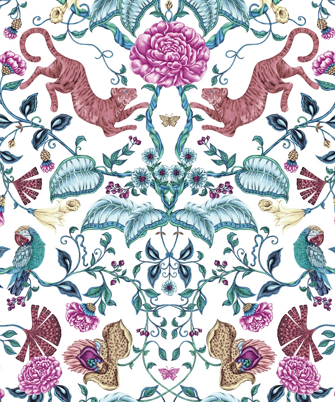 Playful Tiger Wallpaper • Iryna Ruggeri • White • Swatch