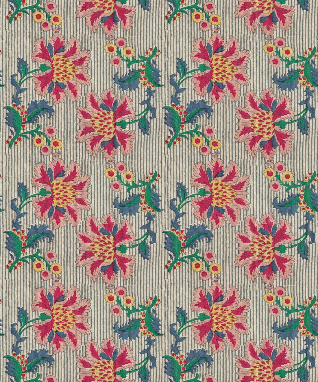 French Floral Wallpaper • Cassandra Harper • Multi Natural Stripe • Swatch