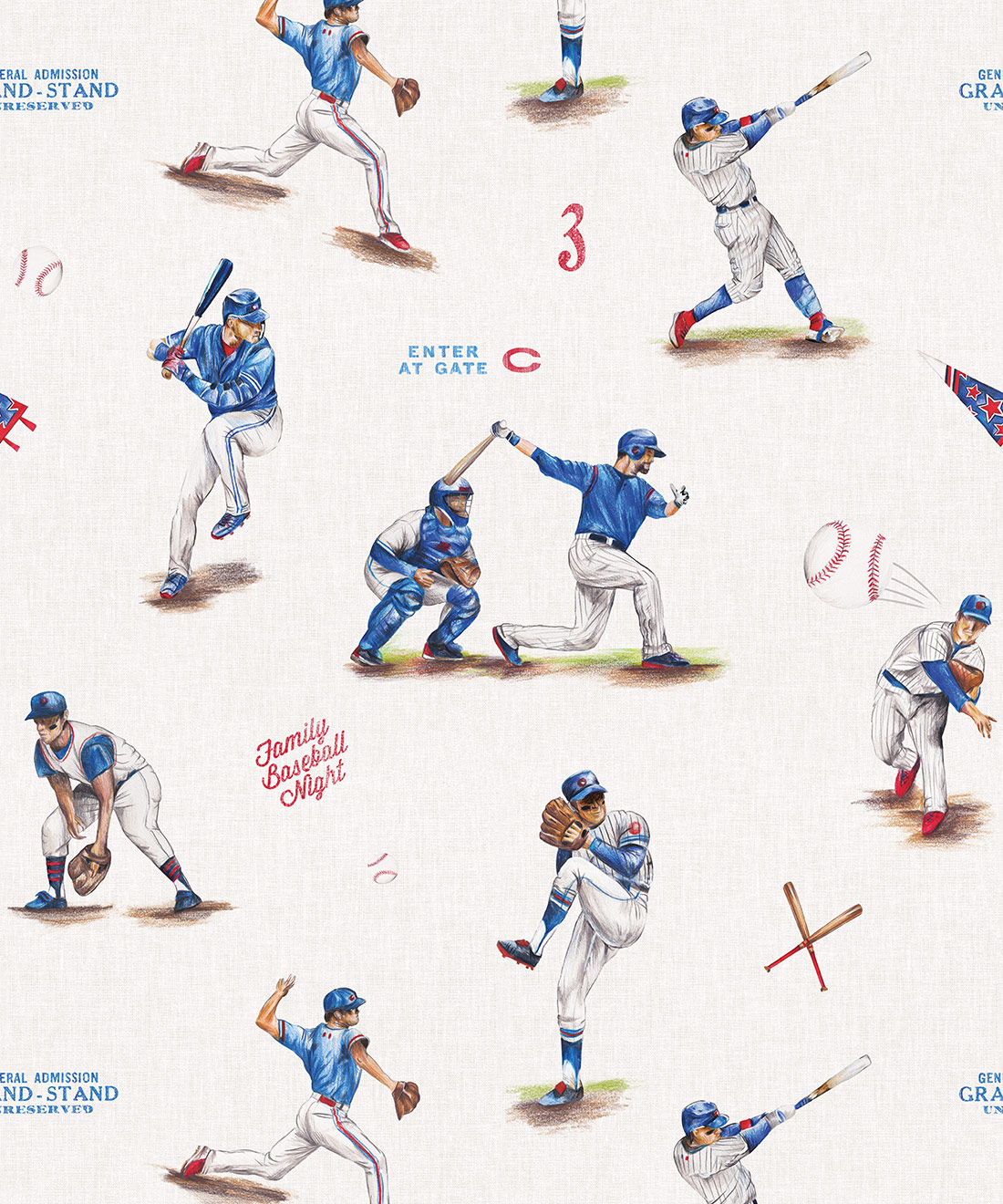 Baseball Wallpaper • Milton & King Studio • Strangers • Swatch
