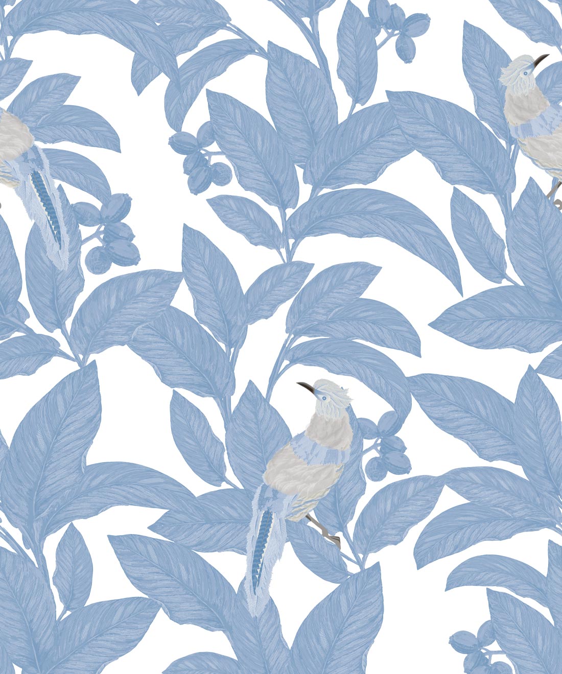 Pheasant Wallpaper • Maeve Oliver • Classic Blue • Swatch