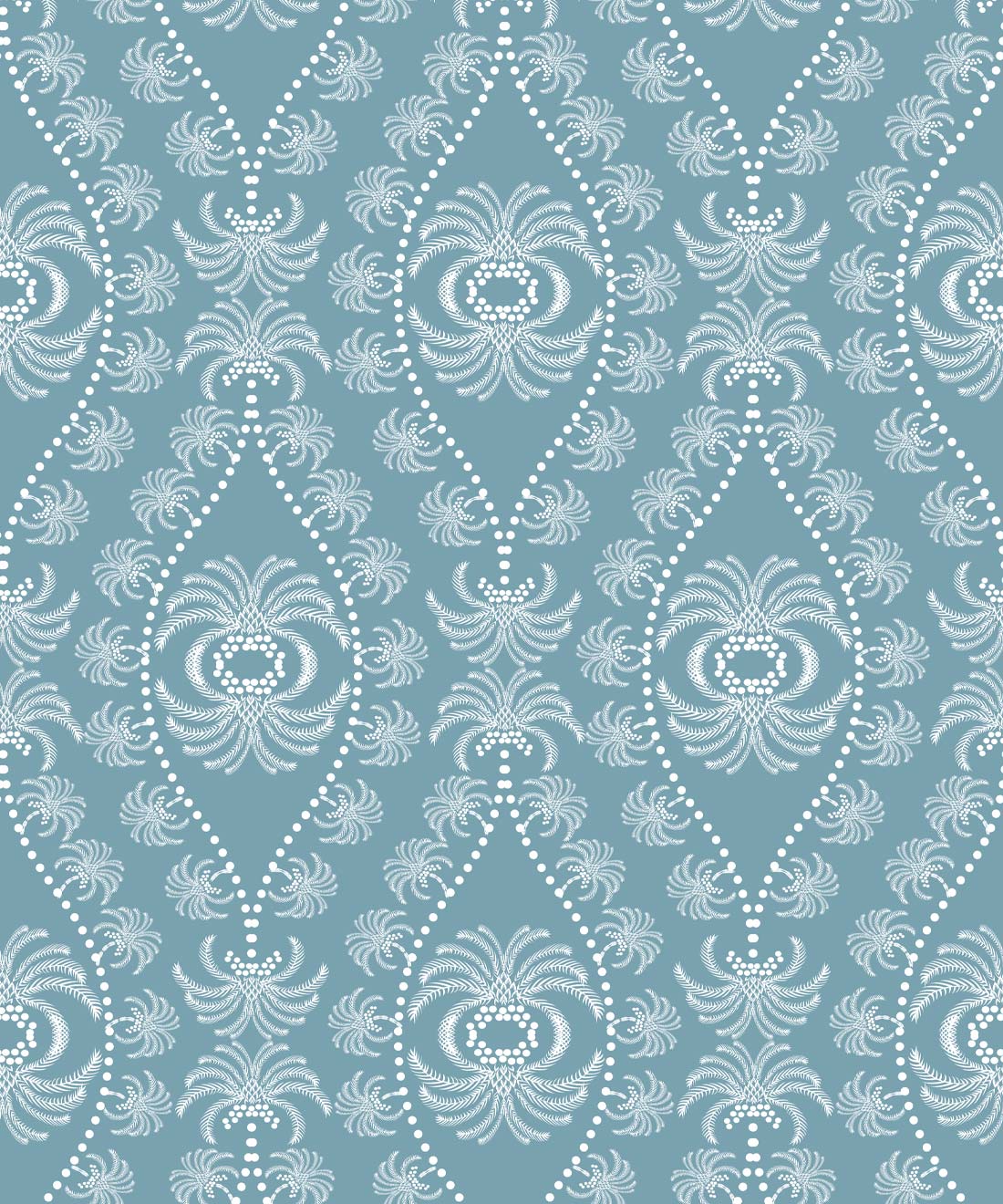 Palm Wallpaper • Maeve Oliver • Bosco Blue • Swatch
