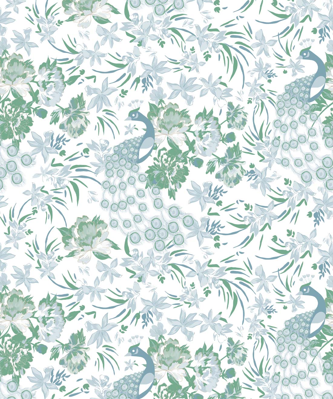 Peonies & Peacocks Wallpaper • Maeve Oliver • Dynasty • Swatch