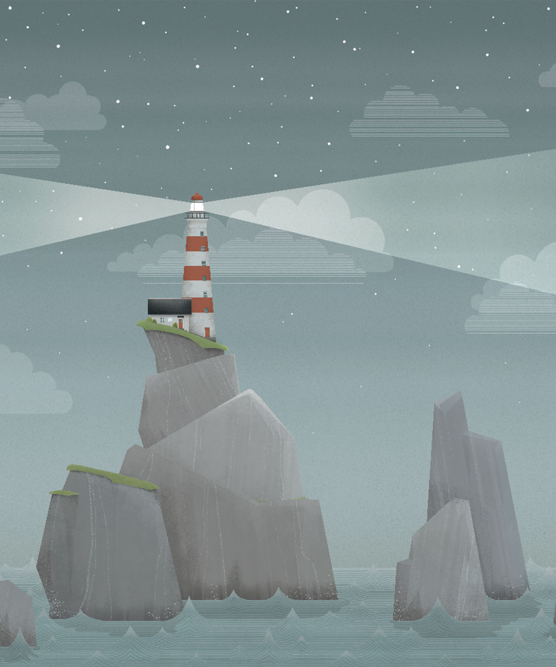 Lighthouse At Night Mural • Wallpaper Republic • Swatch