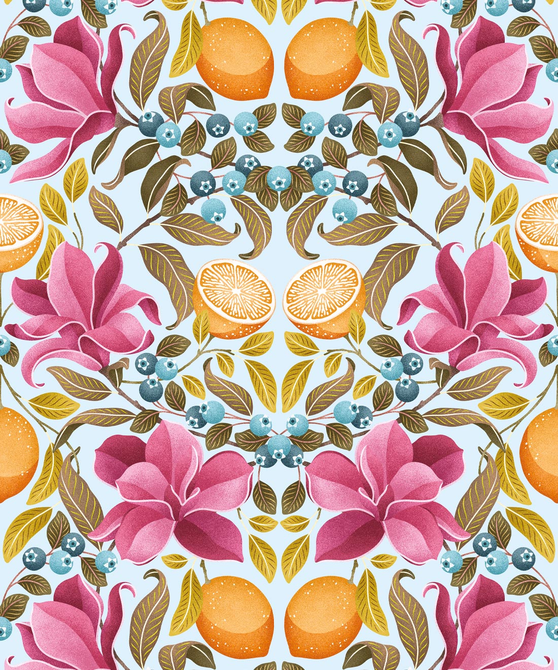 Lemons & Magnolia Wallpaper • Folklore & Flora • Spring • Swatch