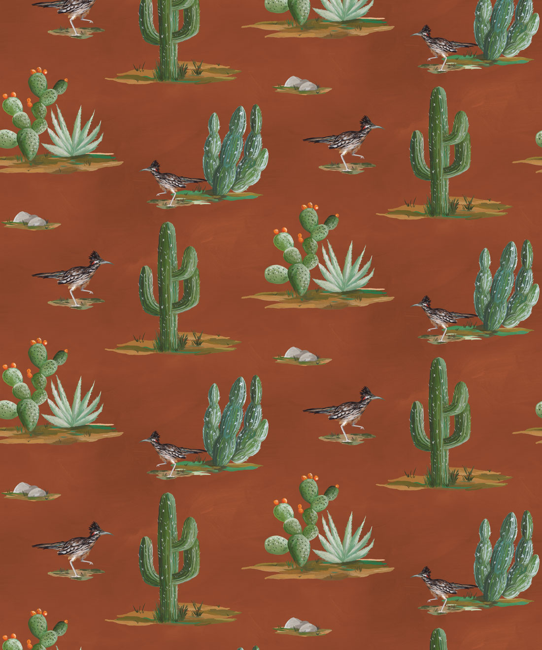 Roadrunner Wallpaper • Milton & King Studio • Rust • Swatch