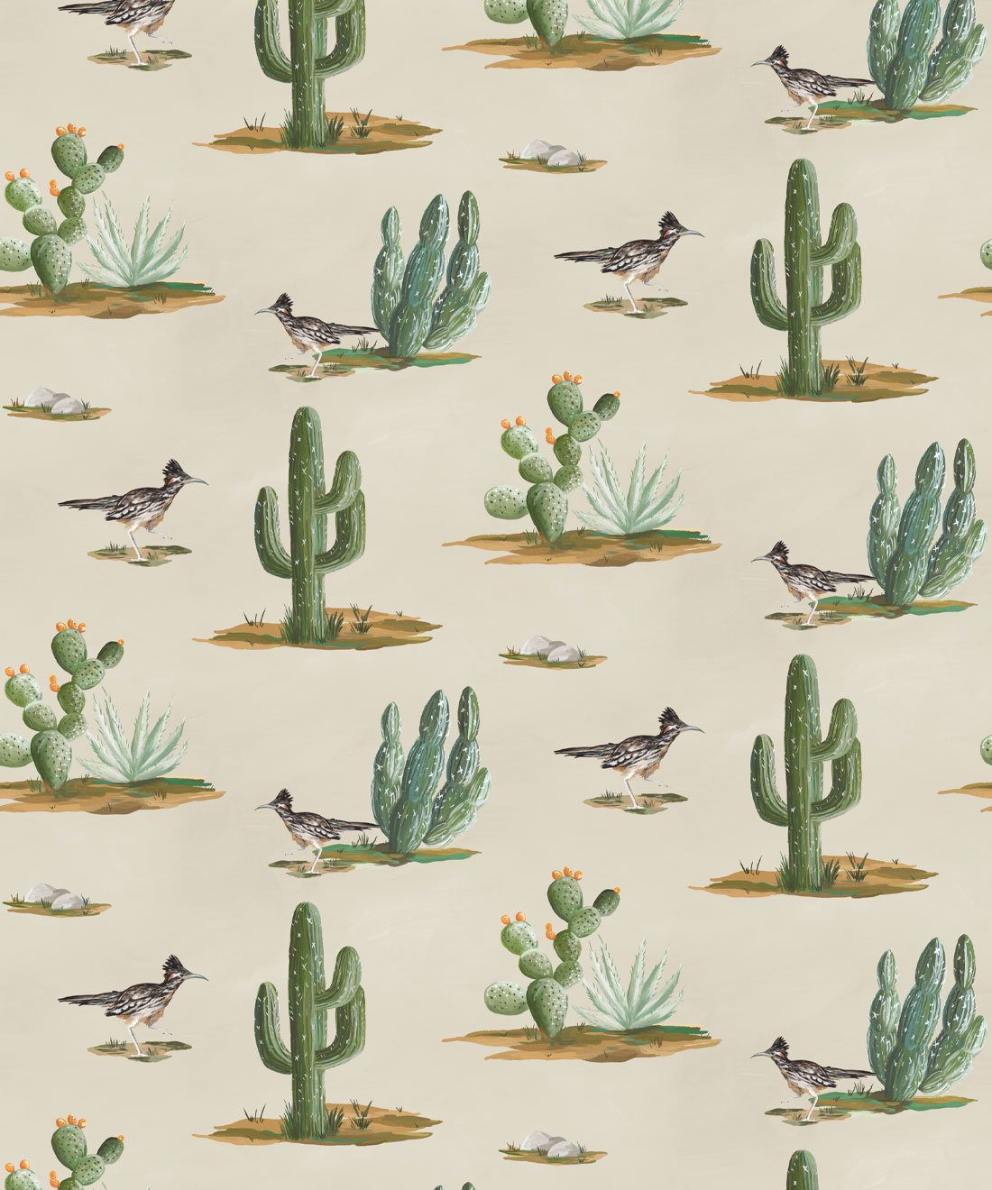 Roadrunner Wallpaper • Milton & King Studio • Stone • Swatch
