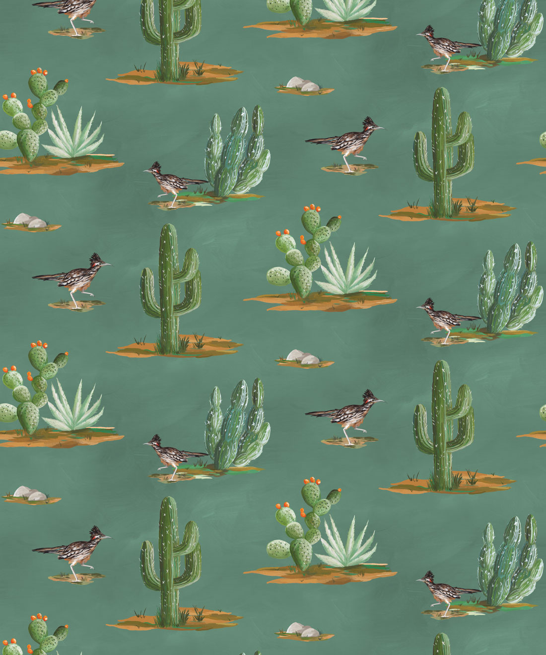 Roadrunner Wallpaper • Milton & King Studio • Turquoise • Swatch
