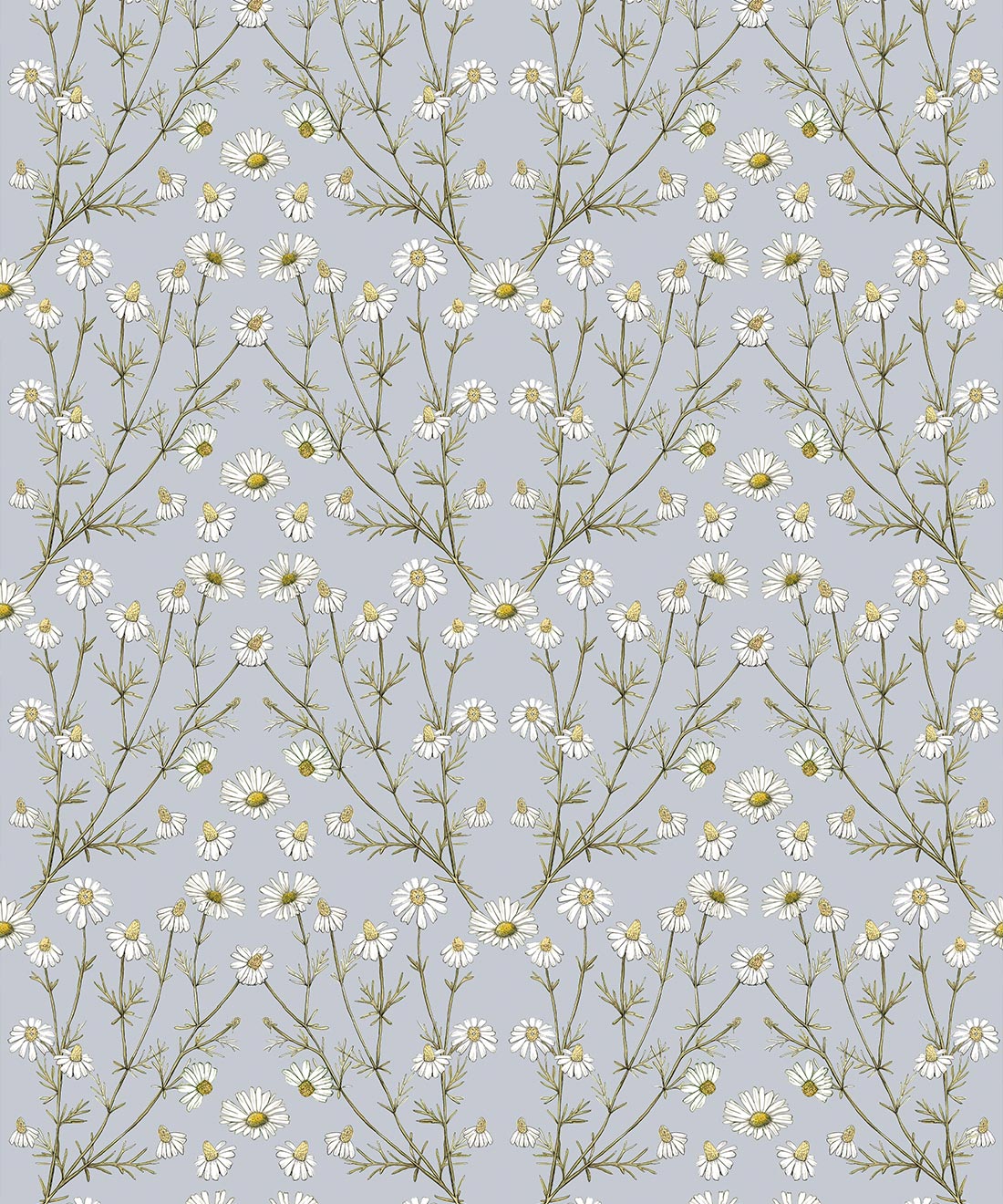 Daisy Damask Wallpaper • Hackney & Co • Dusty Blue • Swatch
