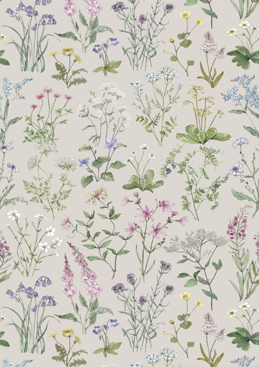 Wild Meadow Wallpaper • Wallpaper Republic • Stone • Swatch