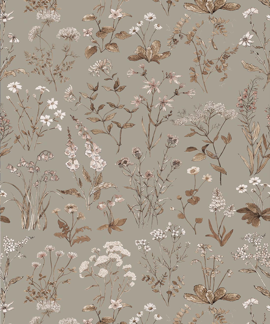 Meadows Antique Wallpaper • Hackney & Co • French Grey • Swatch