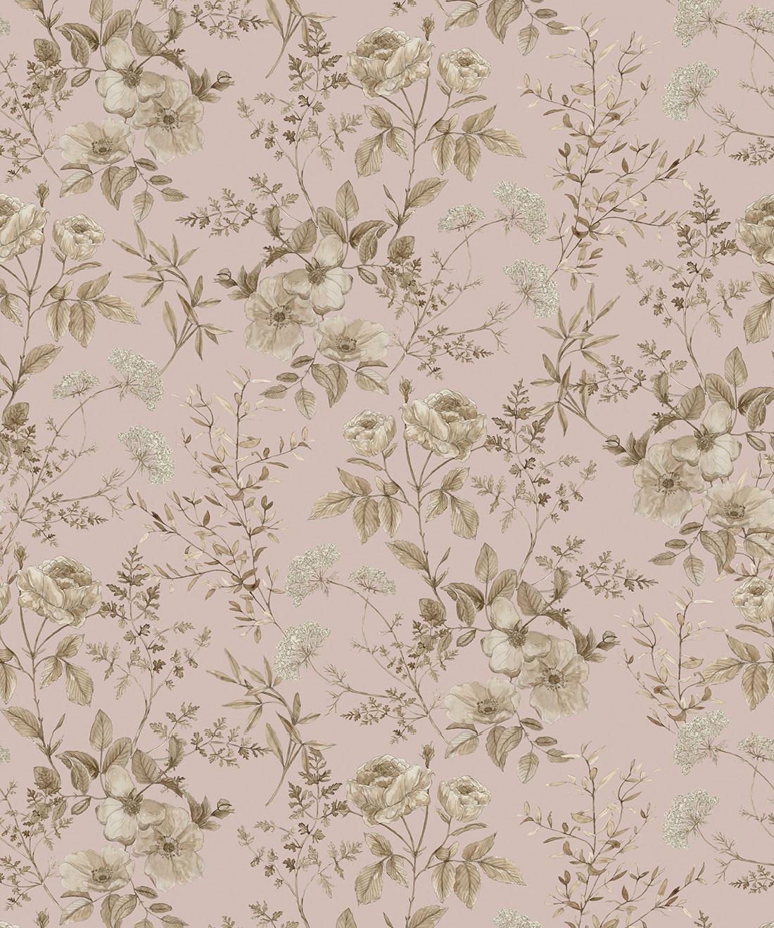 Belle Fleur Wallpaper • Hackney & Co • Dusty Pink • Swatch