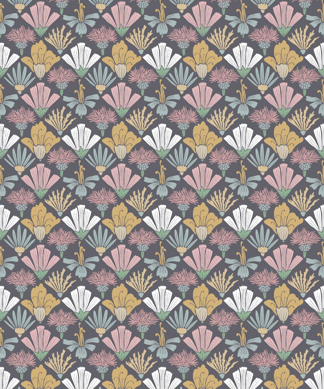 Fanned Flowers Wallpaper • Wallpaper Republic • Multi • Swatch